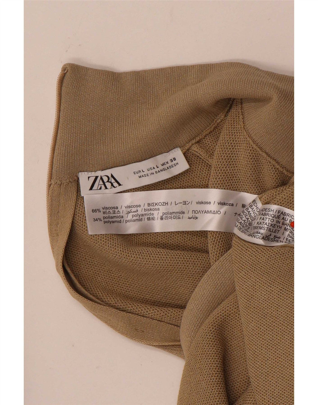 Zara Womens Top Long Sleeve UK 14 Large Brown Viscose