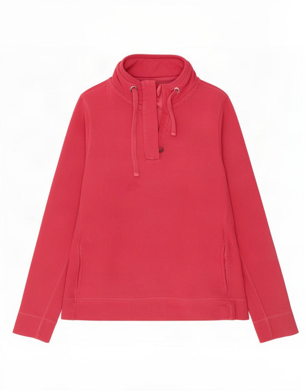 Fat Face Womens Zip Neck Sweatshirt Jumper UK 16 Large Pink Cotton
