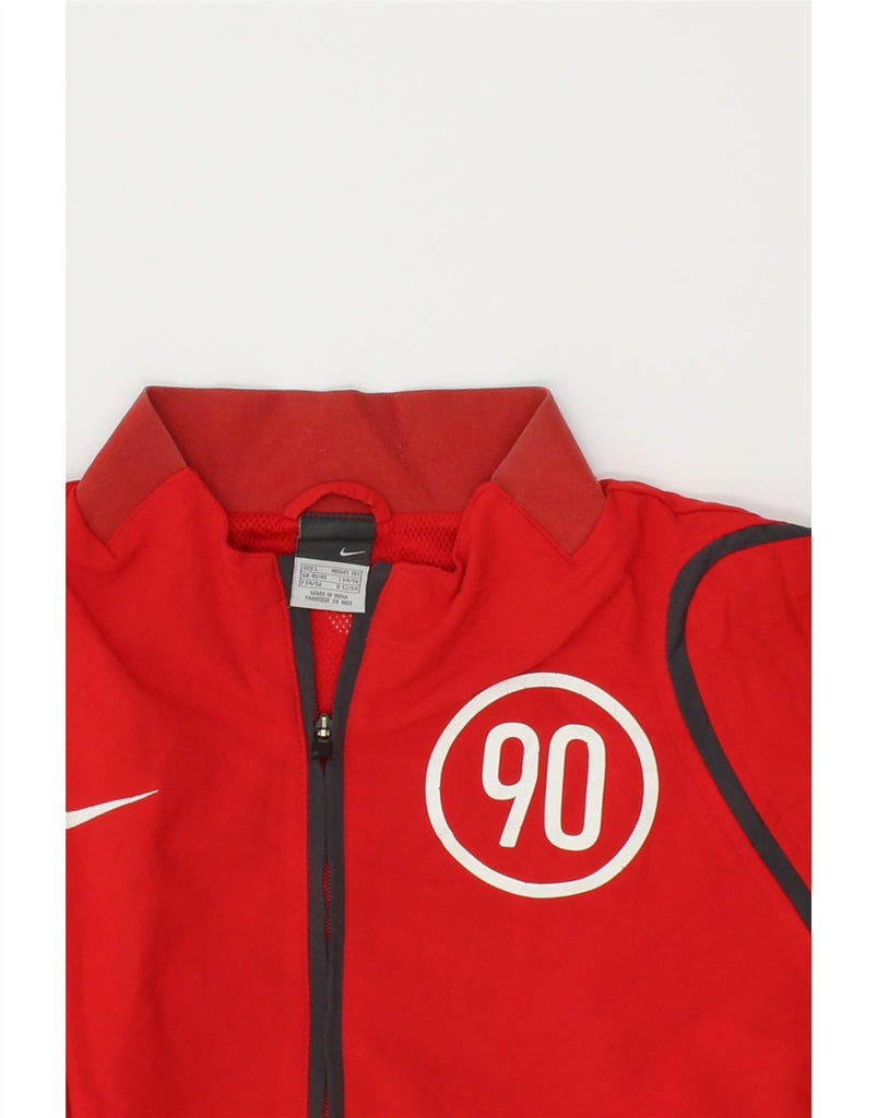 NIKE Mens Graphic Tracksuit Top Jacket Large Red Polyester | Vintage Nike | Thrift | Second-Hand Nike | Used Clothing | Messina Hembry 