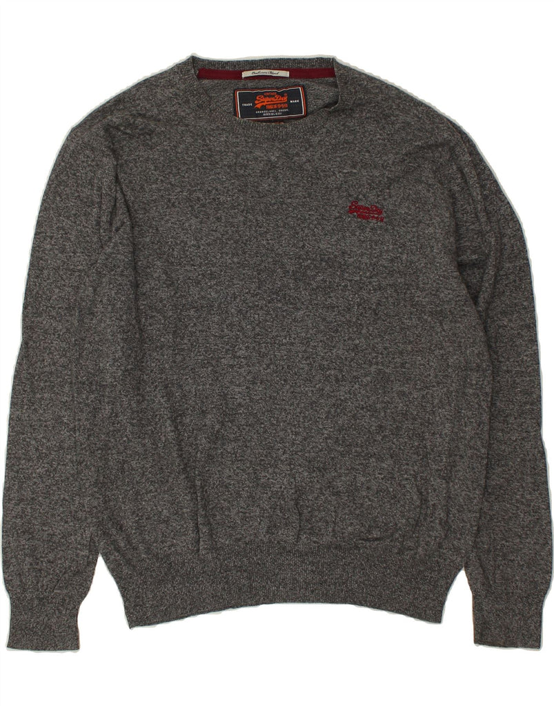 SUPERDRY Mens Crew Neck Jumper Sweater XL Grey Flecked Cotton | Vintage Superdry | Thrift | Second-Hand Superdry | Used Clothing | Messina Hembry 