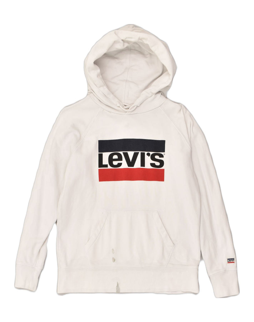 LEVI'S Mens Graphic Hoodie Jumper XS White Cotton | Vintage Levi's | Thrift | Second-Hand Levi's | Used Clothing | Messina Hembry 