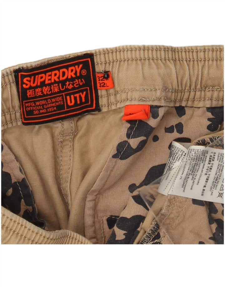 SUPERDRY Mens Straight Cargo Trousers W32 L29  Beige Cotton