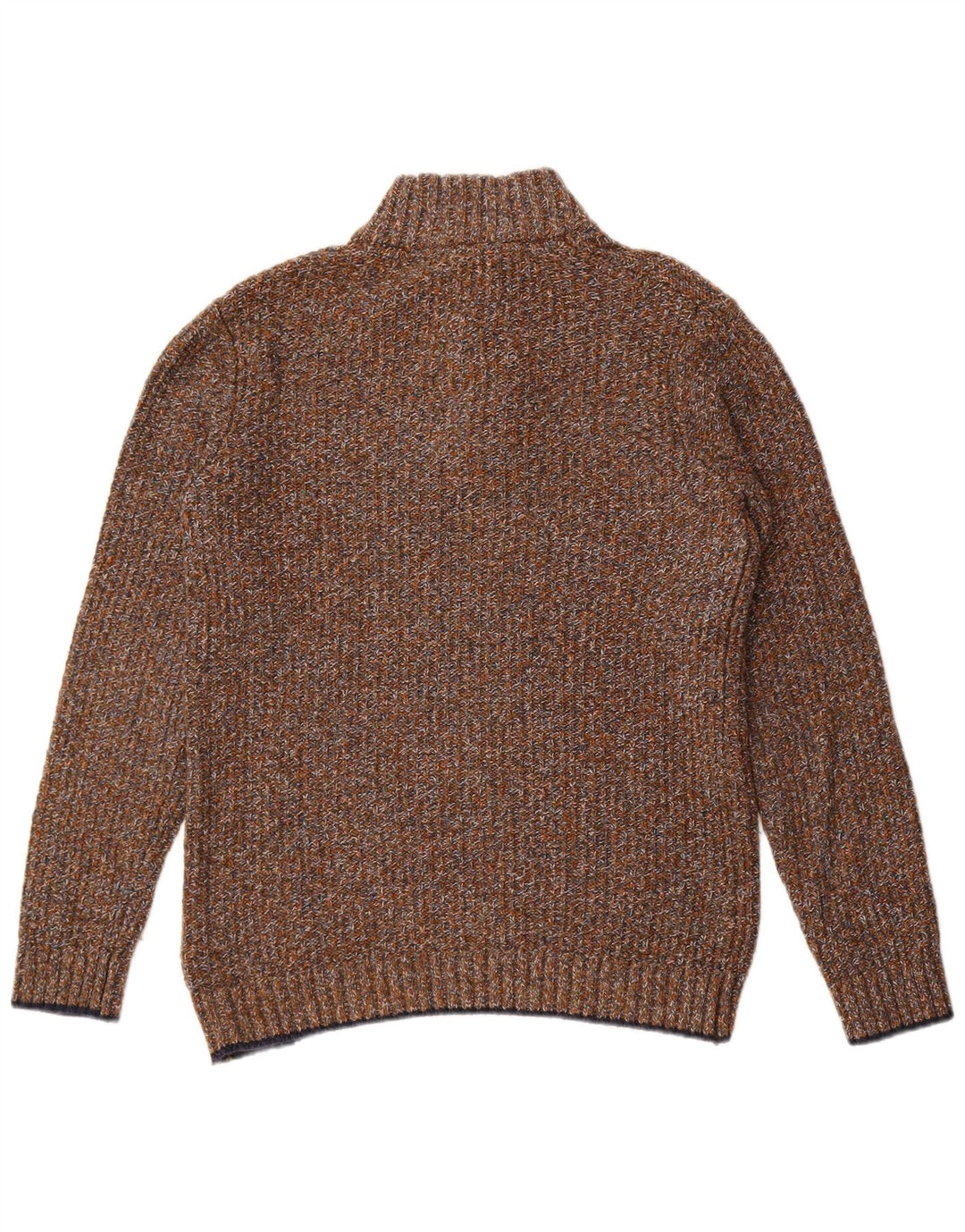Fat Face Mens Button Neck Jumper Sweater Medium Brown Flecked Cotton
