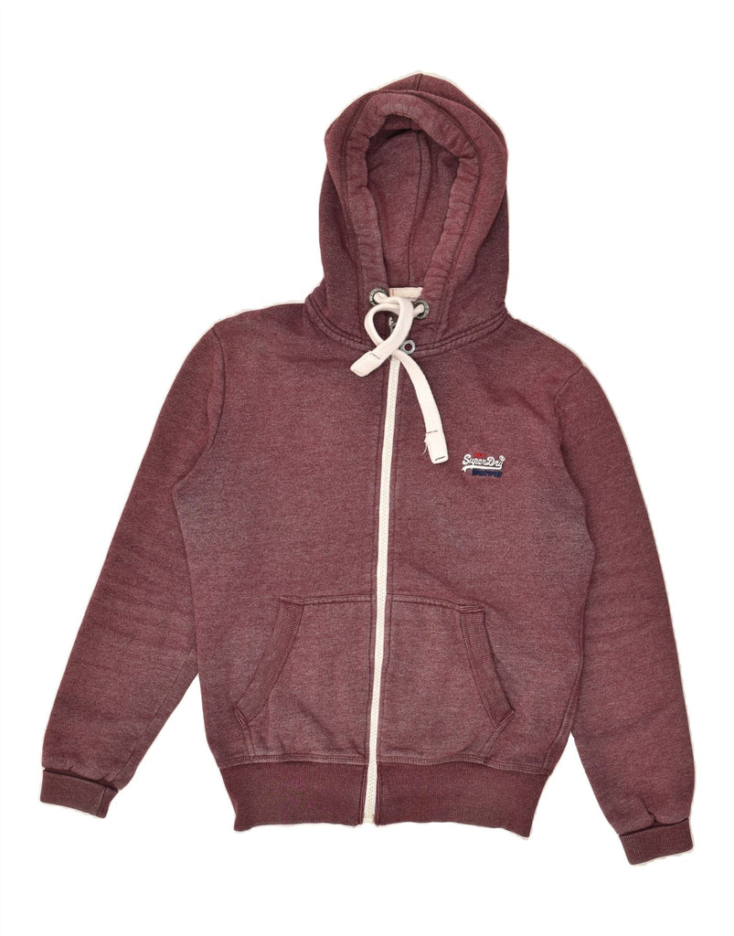 SUPERDRY Womens Zip Hoodie Sweater UK 16 Large Maroon Cotton | Vintage Superdry | Thrift | Second-Hand Superdry | Used Clothing | Messina Hembry 