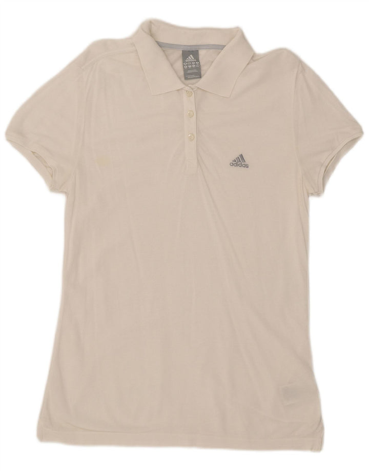 Adidas Womens Polo Shirt UK 12 Medium  White Cotton