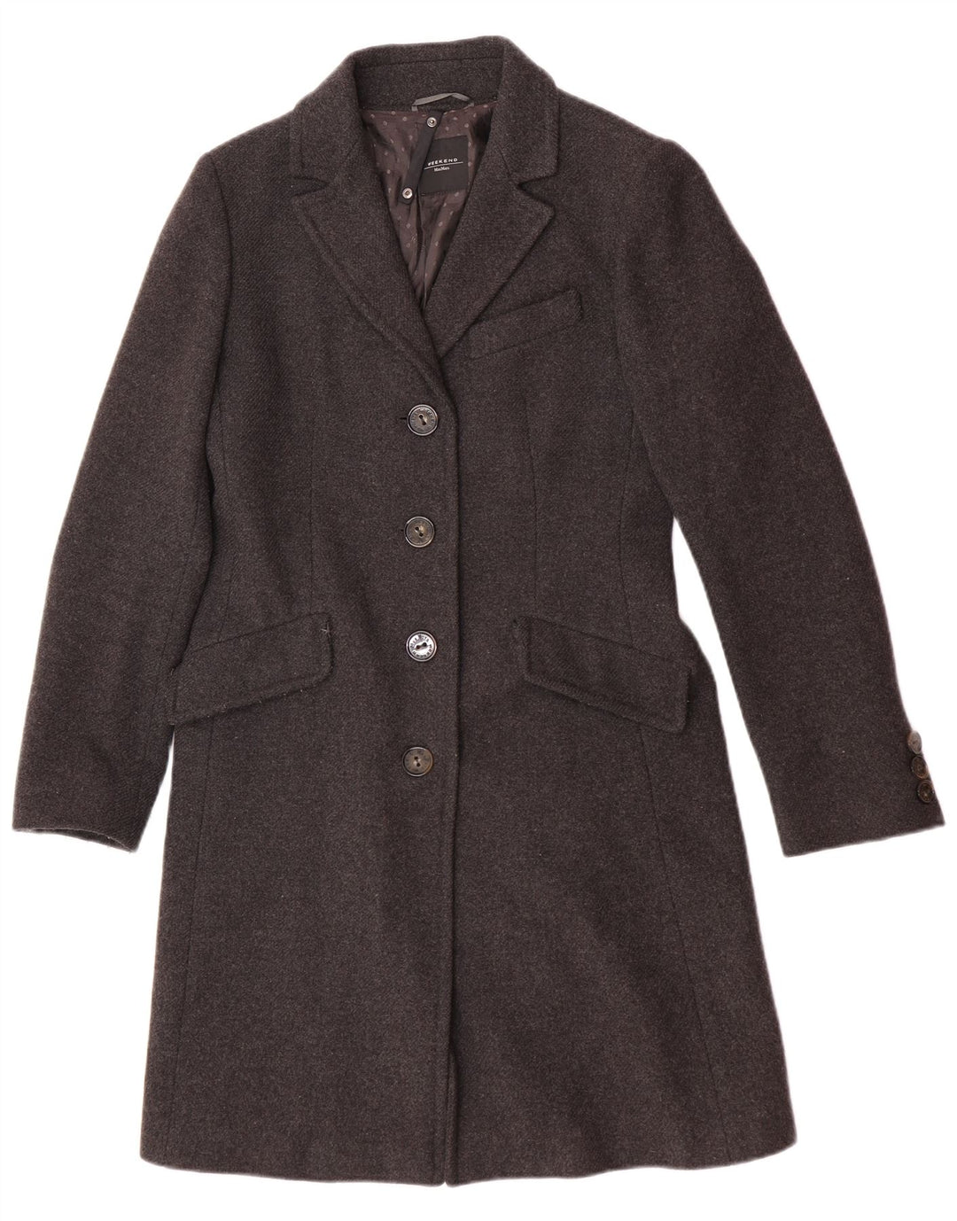 Max Mara Womens Overcoat UK 8 Small Grey Wool