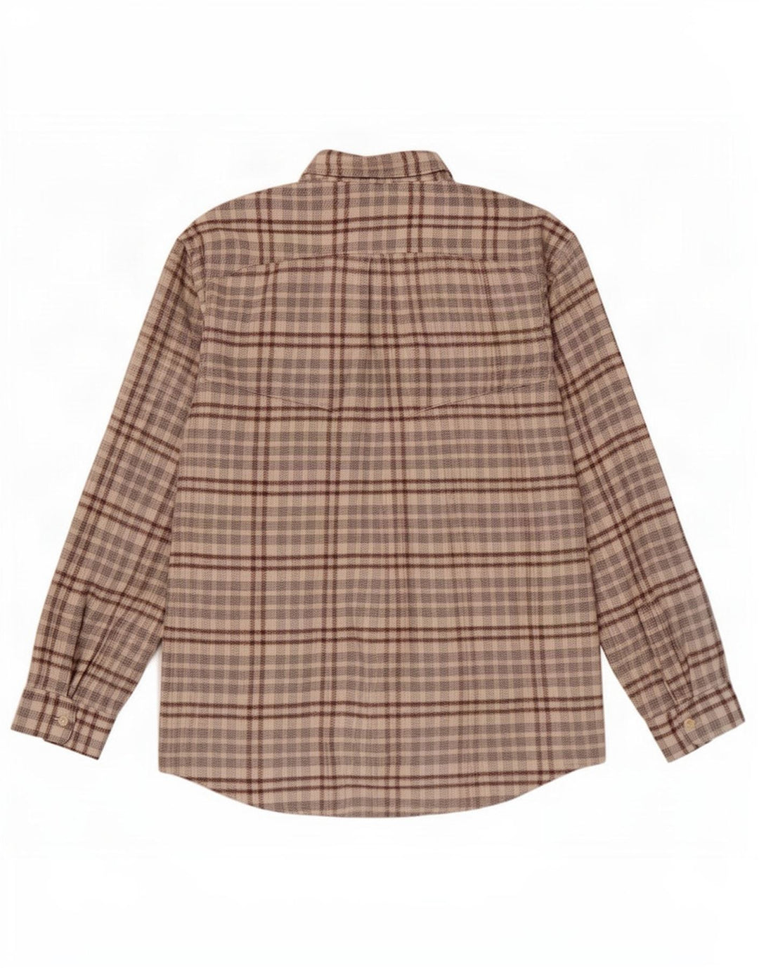 Wampum Mens Flannel Shirt Large Beige Check Cotton