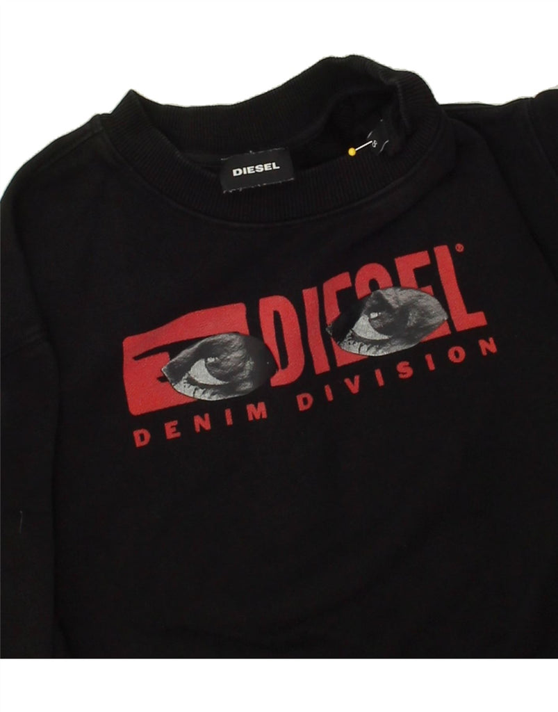 DIESEL Girls Loose Fit Graphic Sweatshirt Jumper 7-8 Years Black | Vintage Diesel | Thrift | Second-Hand Diesel | Used Clothing | Messina Hembry 