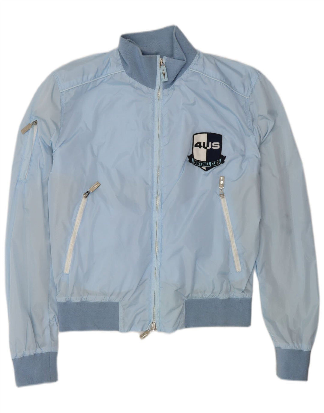 Cesare Paciotti 4US Mens Bomber Jacket IT 48 Medium Blue Polyamide