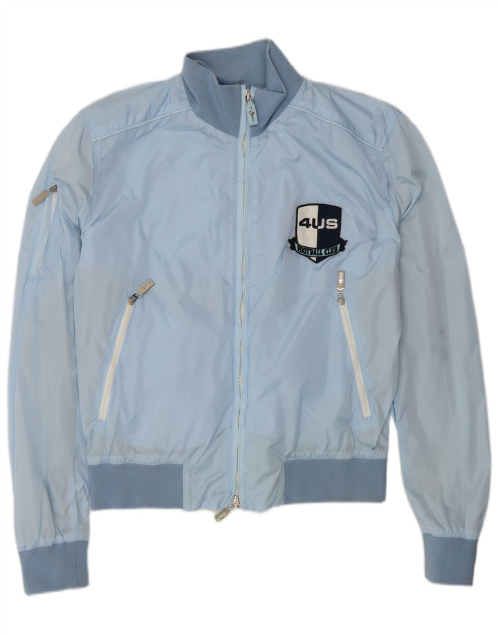 Cesare Paciotti 4US Mens Bomber Jacket IT 48 Medium Blue Polyamide