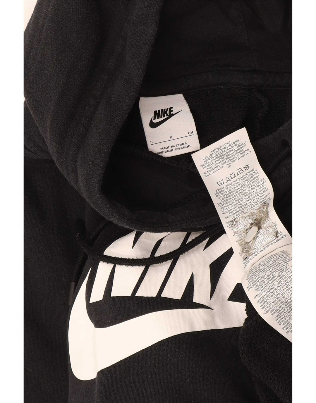 Nike Mens Graphic Hoodie Jumper Small Black Cotton