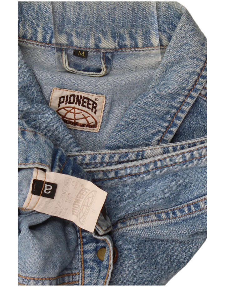 PIONEER Womens Crop Denim Gilet UK 14 Medium Blue Cotton