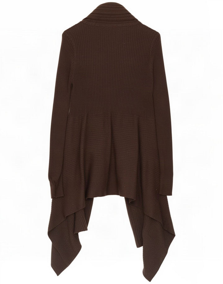 Marks & Spencer Womens Asymmetric Open Cardigan Sweater UK 12 Medium Brown