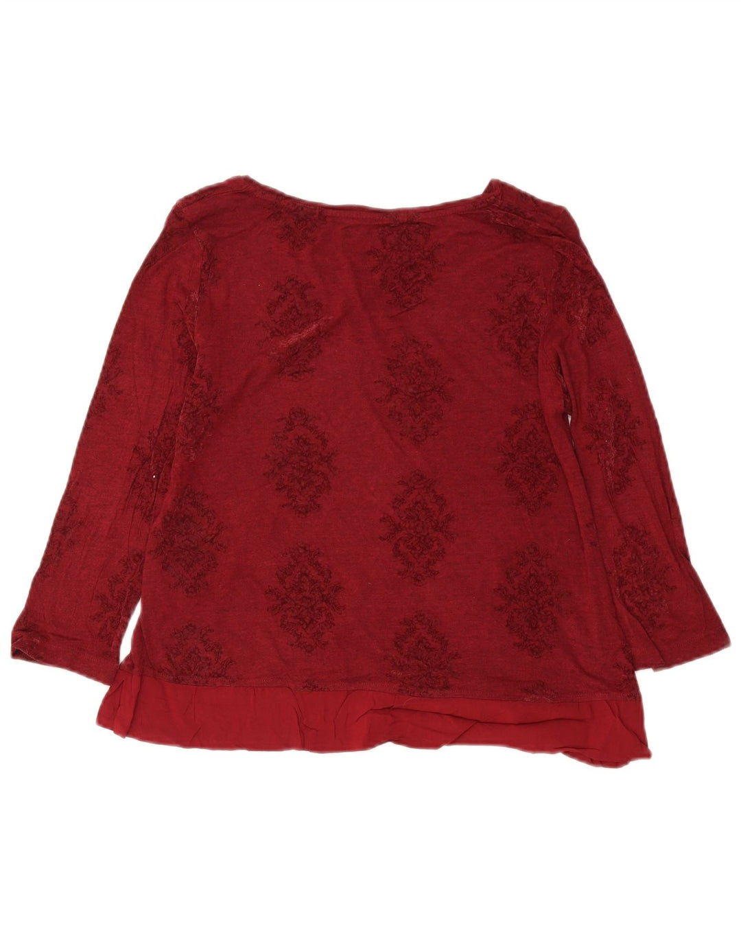 White Stuff Womens Crop Top Long Sleeve UK 14 Large Burgundy Floral Viscose