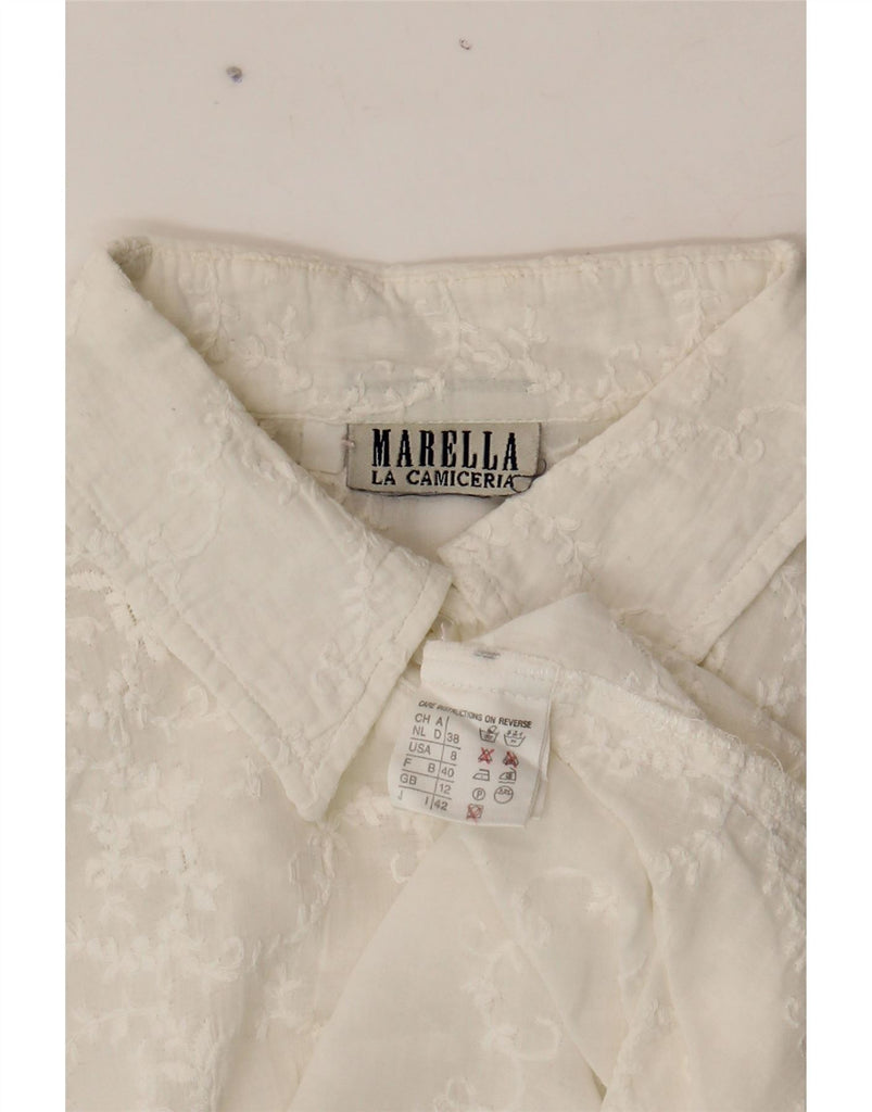 MARELLA Womens Sleeveless Shirt Blouse UK 12 Medium  White Floral Vintage Marella and Second-Hand Marella from Messina Hembry 