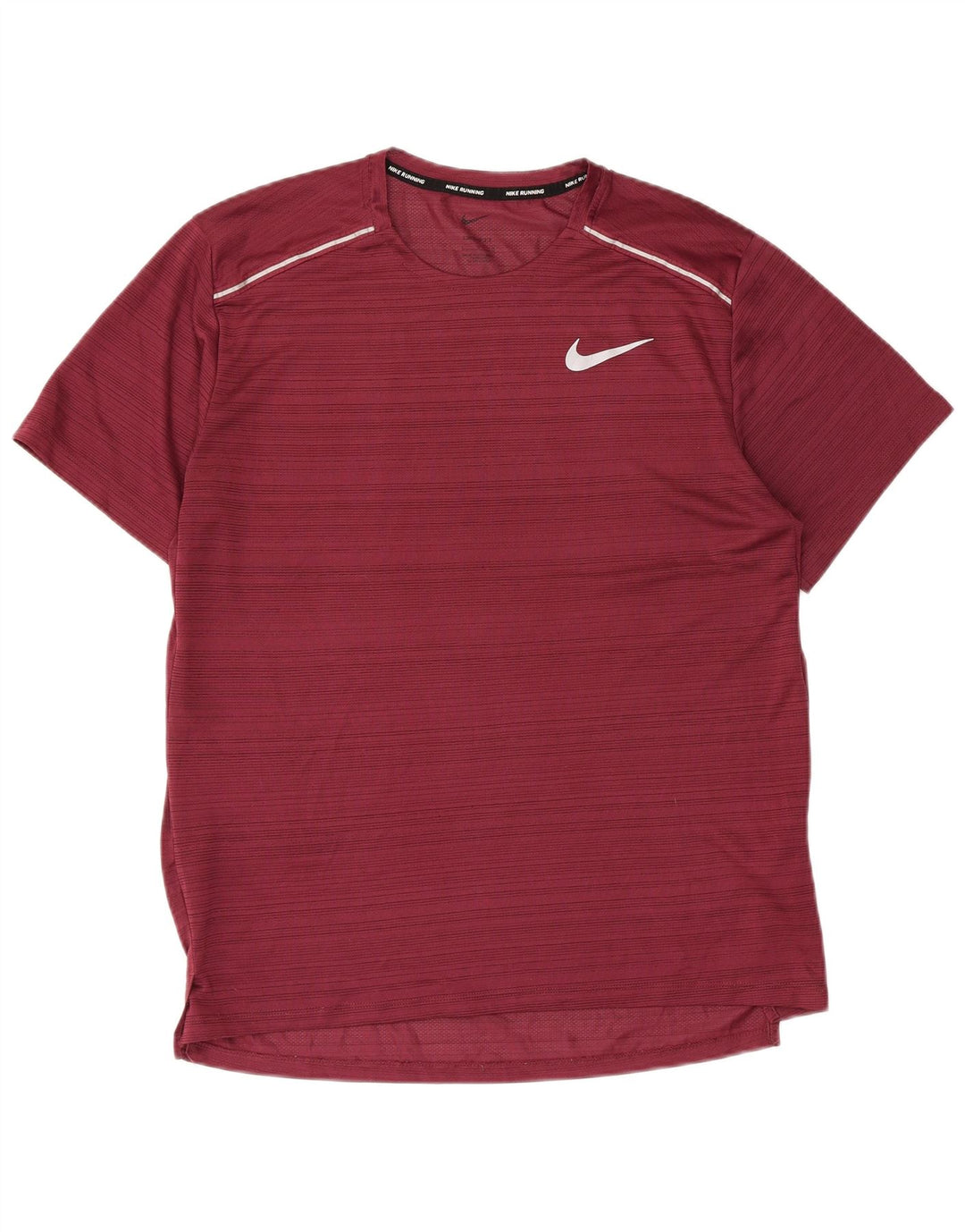 Nike Mens Dri Fit T-Shirt Top Large Maroon Pinstripe Polyester