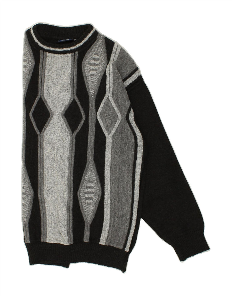VINTAGE Mens Crew Neck Jumper Sweater Medium Black Argyle/Diamond Wool | Vintage Vintage | Thrift | Second-Hand Vintage | Used Clothing | Messina Hembry 
