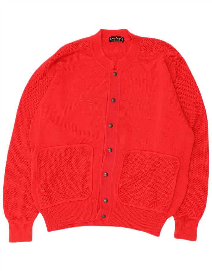 Vintage Mens Cardigan Sweater Large Red Cotton