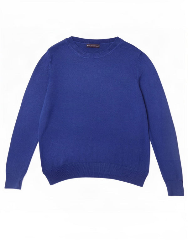 Marks & Spencer Womens Boat Neck Jumper Sweater UK 12 Medium Blue Acrylic