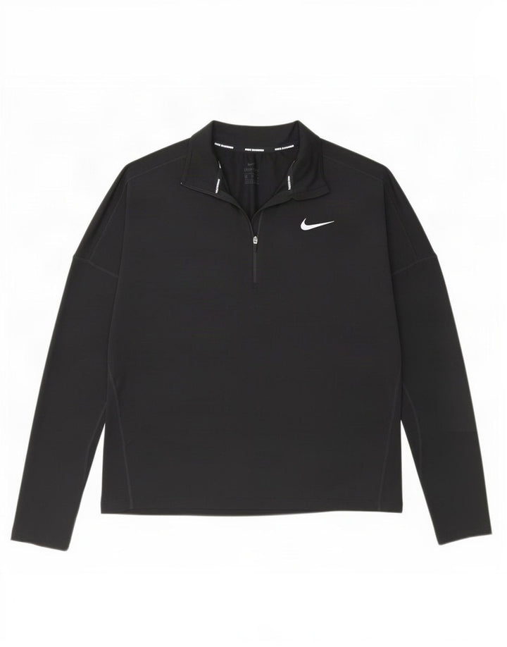 Nike Womens Dri Fit Zip Neck Pullover Tracksuit Top UK 14 Medium Black