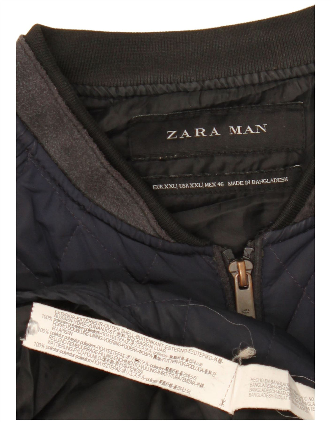 Zara Mens Quilted Gilet UK 44 2XL Navy Blue Polyester