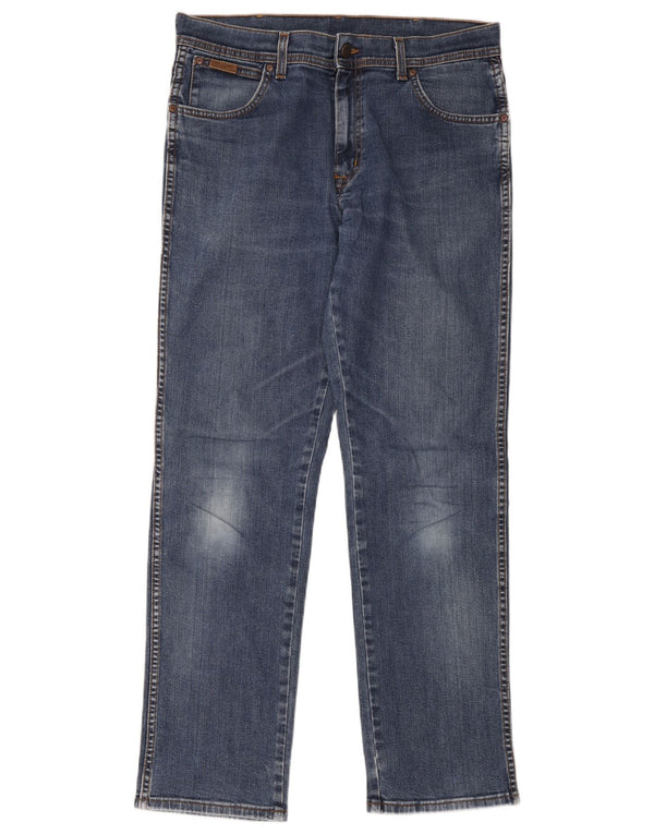 Wrangler Mens Texas Stretch Straight Jeans W34 L34 Blue Cotton