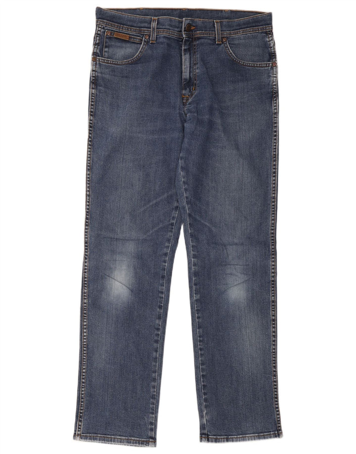 Wrangler Mens Texas Stretch Straight Jeans W34 L34 Blue Cotton