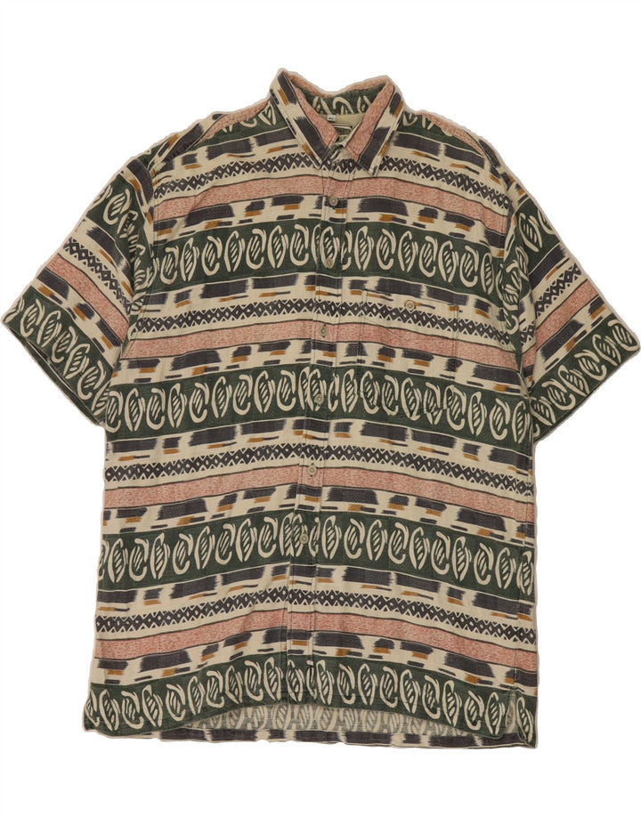 MUCHMORE Mens Short Sleeve Shirt XL Multicoloured Striped Cotton Vintage Muchmore and Second-Hand Muchmore from Messina Hembry 