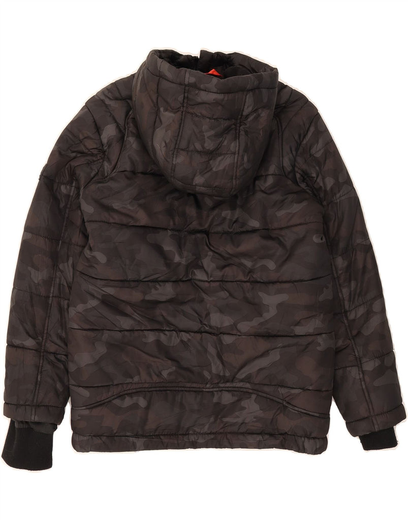 MICHAEL KORS Boys Hooded Padded Jacket 7-8 Years Grey Camouflage Polyester Vintage Michael Kors and Second-Hand Michael Kors from Messina Hembry 
