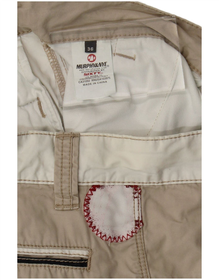 Murphy & Nye Mens Graphic Chino Shorts W36 Large Off White Colourblock