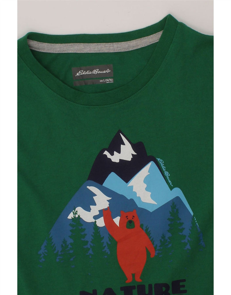 EDDIE BAUER Boys Graphic T-Shirt Top 14-15 Years Large  Green Cotton Vintage Eddie Bauer and Second-Hand Eddie Bauer from Messina Hembry 