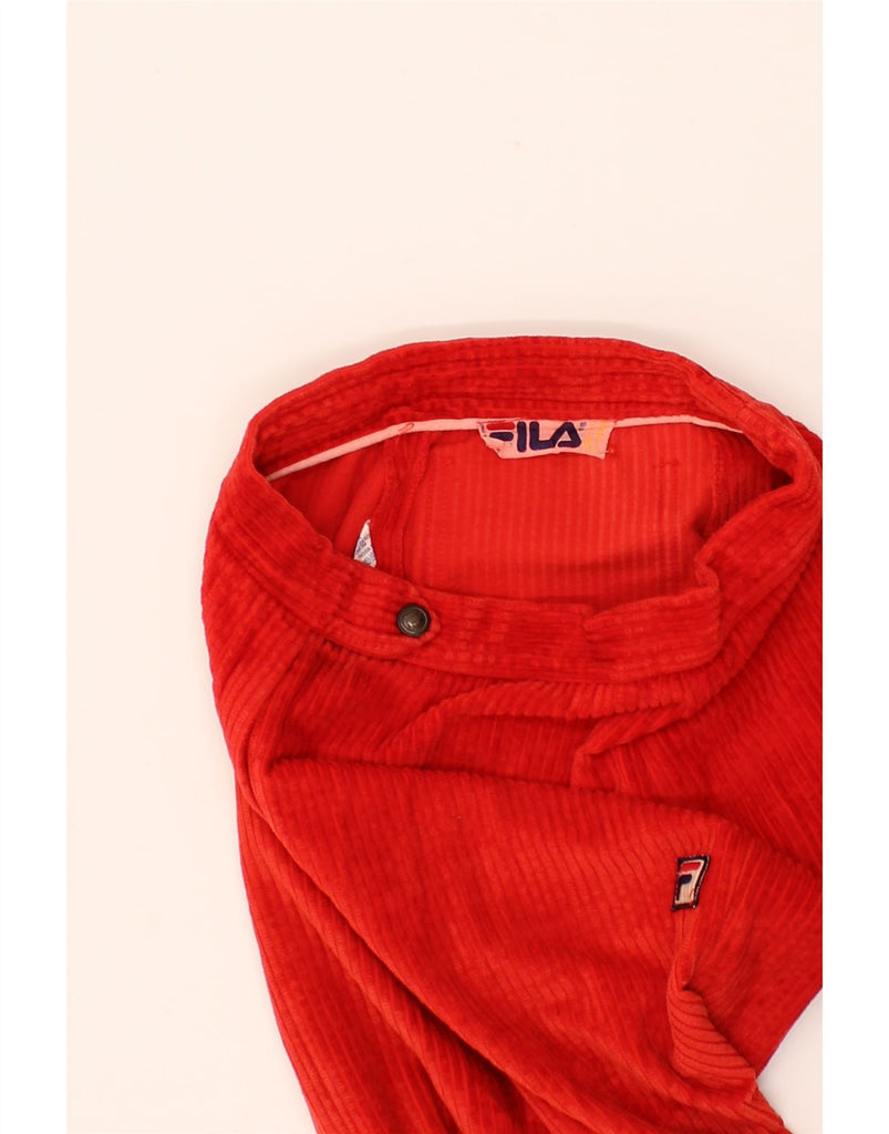 FILA Womens Straight Corduroy Trousers UK 8 Small W26 L26 Red Cotton Vintage Fila and Second-Hand Fila from Messina Hembry 