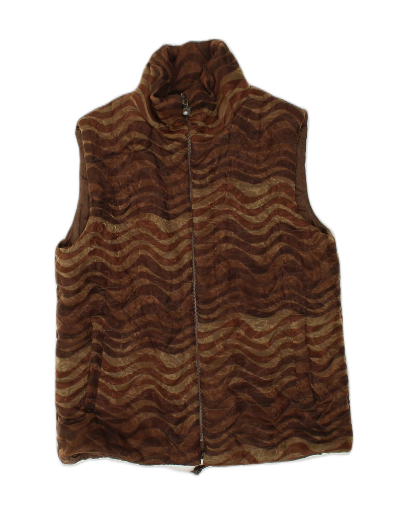 LAURA BIAGIOTTI Womens Padded Gilet IT 42 Medium Brown Acrylic | Vintage Laura Biagiotti | Thrift | Second-Hand Laura Biagiotti | Used Clothing | Messina Hembry 