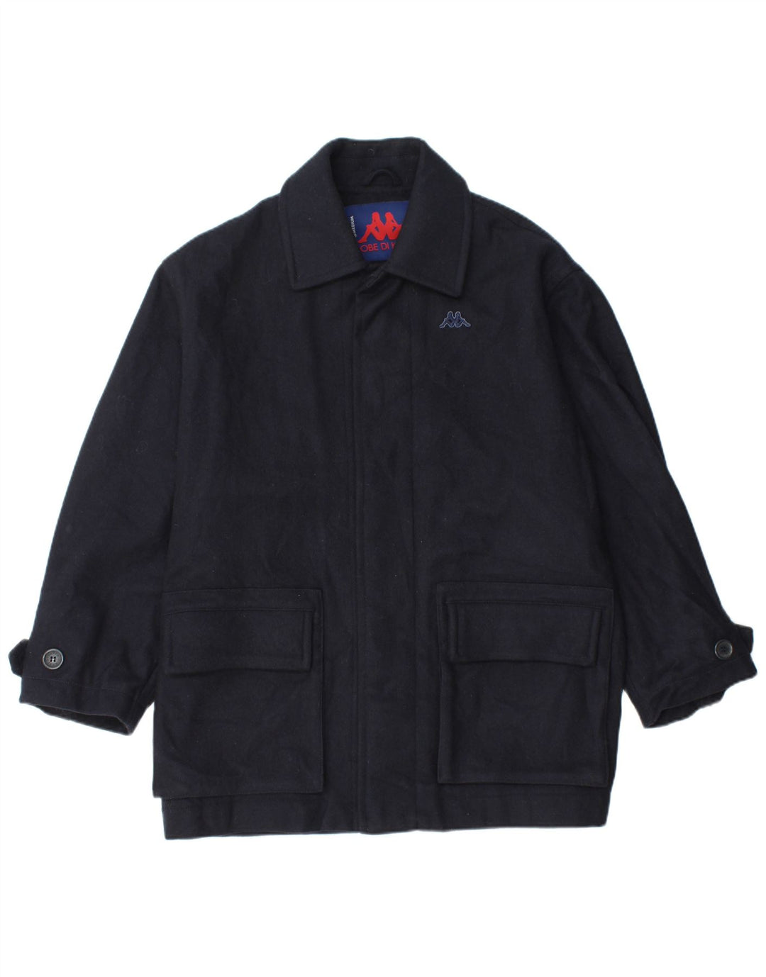 KAPPA Mens Loose Fit Windbreaker Jacket UK 38 Medium Navy Blue Wool