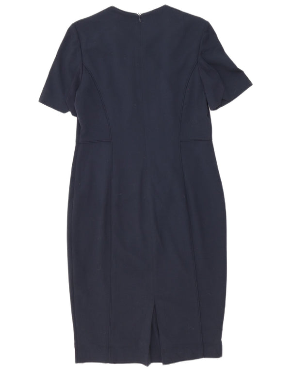 Marks & Spencer Womens Sheath Dress UK 14 Large Navy Blue Polyester