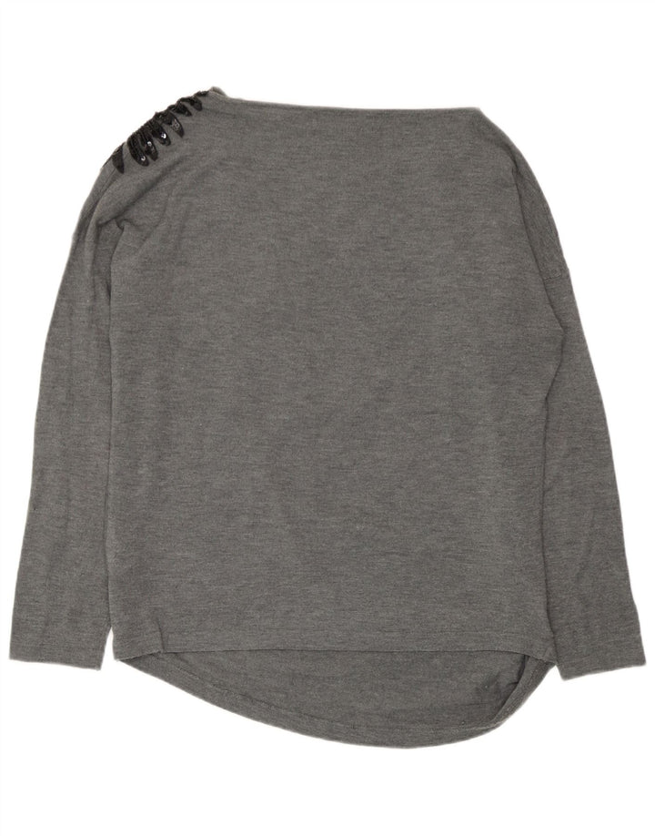 Zara Womens Blouse Top UK 14 Medium Grey Acrylic