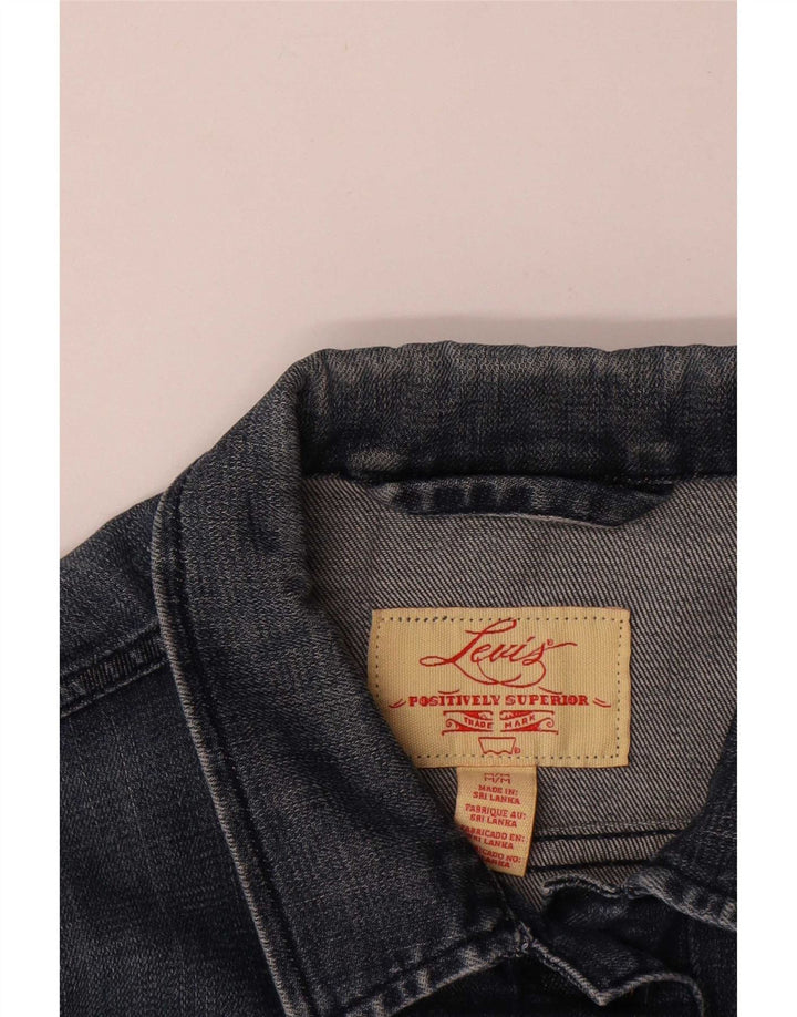 Levi's Womens Crop Denim Jacket UK 12 Medium Navy Blue Cotton