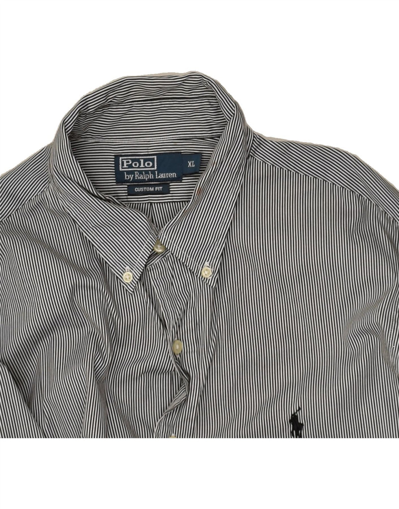 POLO RALPH LAUREN Mens Custom Fit Shirt XL Navy Blue Pinstripe Cotton | Vintage Polo Ralph Lauren | Thrift | Second-Hand Polo Ralph Lauren | Used Clothing | Messina Hembry 