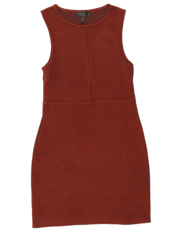 Topshop Womens Sleeveless Sheath Dress UK 12 Medium Burgundy Acrylic