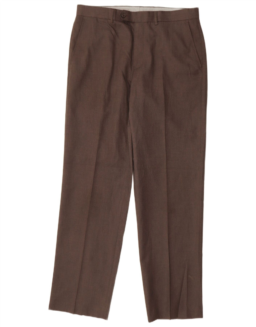 MARKS & SPENCER Mens Straight Suit Trousers W34 L33 Brown Polyester
