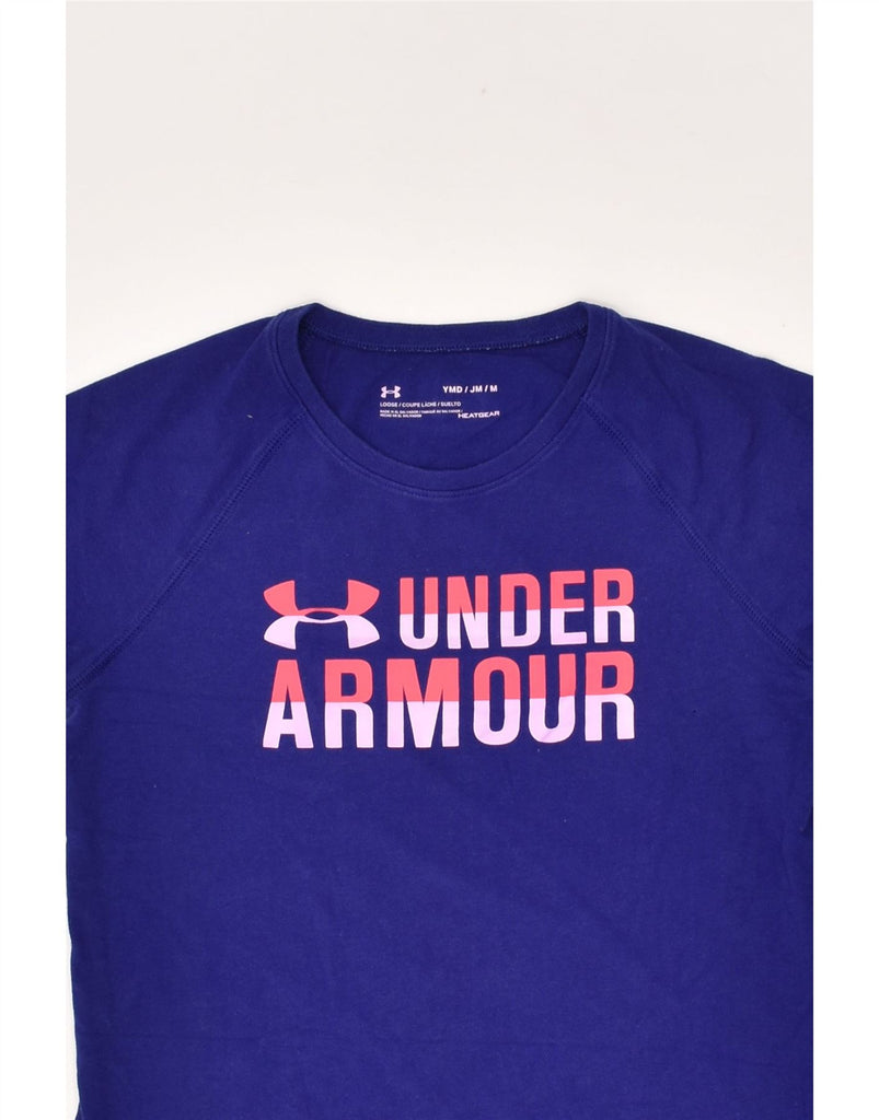 UNDER ARMOUR Girls Graphic T-Shirt Top 5-6 Years Medium Navy Blue Cotton | Vintage Under Armour | Thrift | Second-Hand Under Armour | Used Clothing | Messina Hembry 