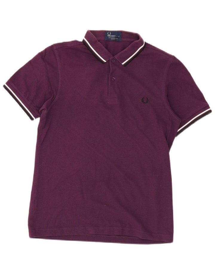Fred Perry Mens Slim Fit Polo Shirt Small Purple Cotton