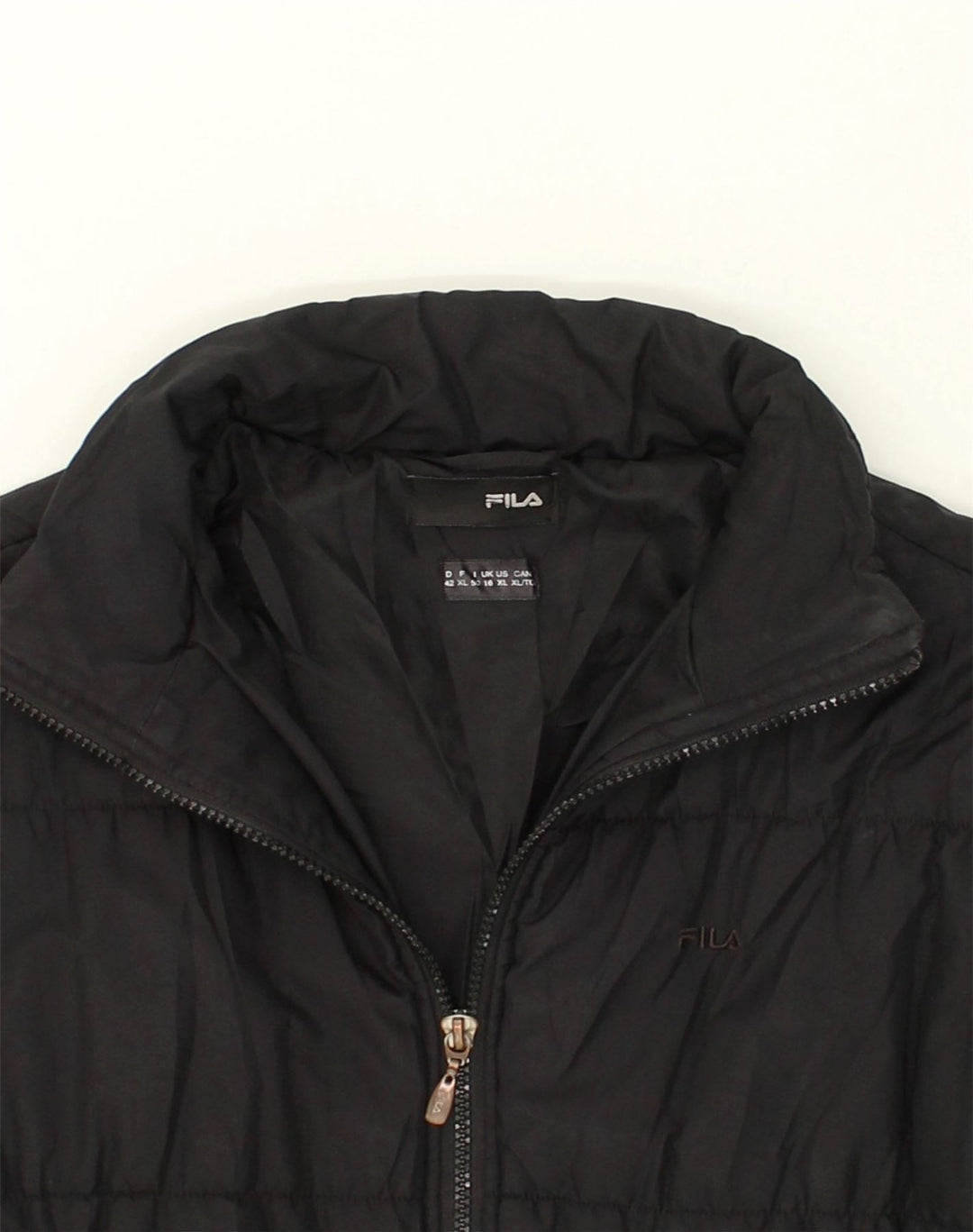 FILA Womens Padded Jacket UK 16 Large  Black Nylon | Vintage Fila | Thrift | Second-Hand Fila | Used Clothing | Messina Hembry 