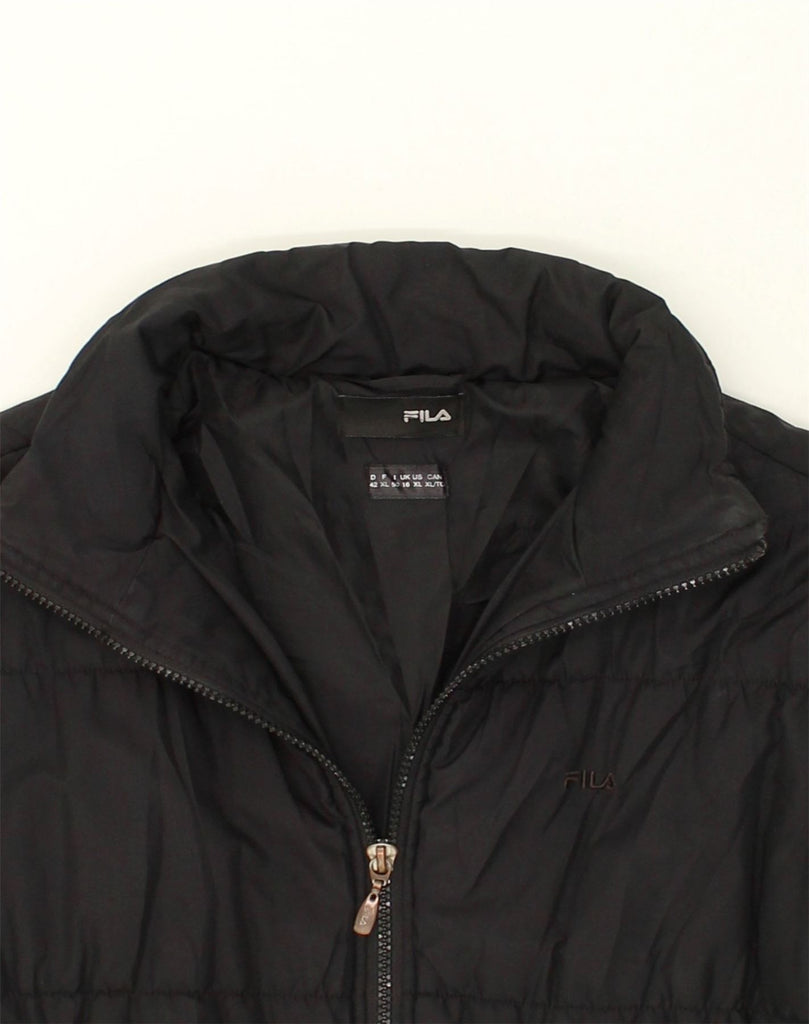 FILA Womens Padded Jacket UK 16 Large  Black Nylon | Vintage Fila | Thrift | Second-Hand Fila | Used Clothing | Messina Hembry 