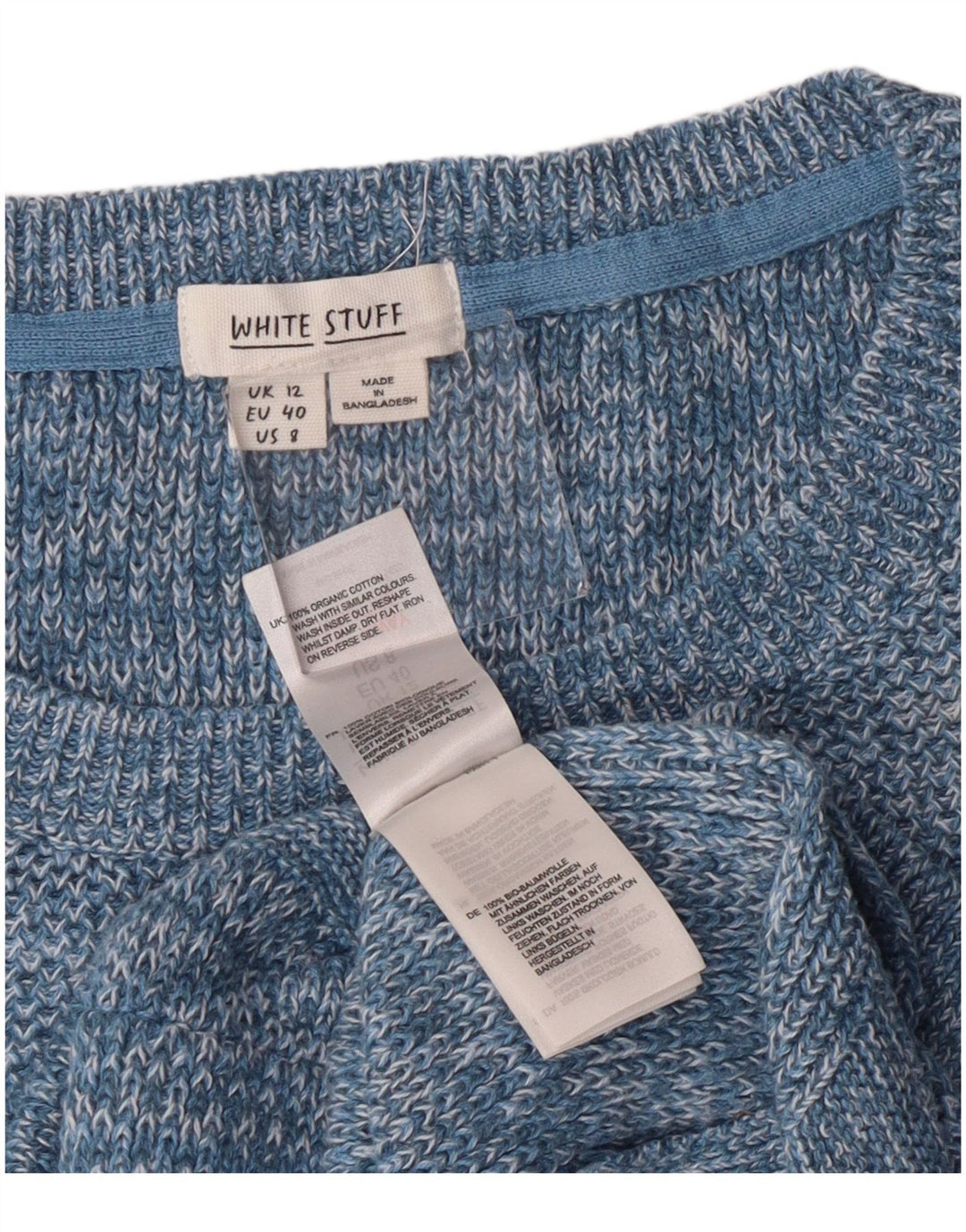 White Stuff Womens Crew Neck Jumper Sweater UK 12 Medium Blue Cotton