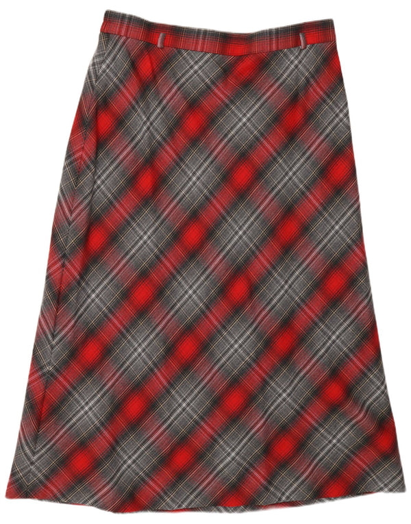 Frankenwalder Womens High Waist A-Line Skirt EU 46 XL W34 Red Check Wool