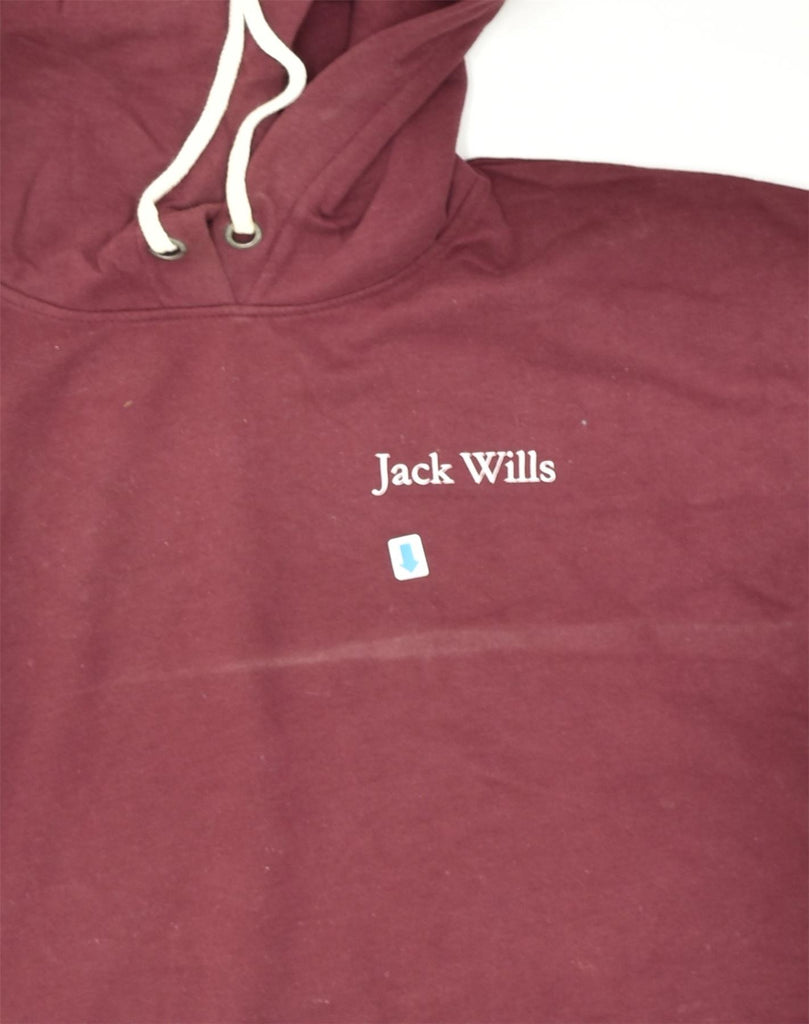 JACK WILLS Womens Crop Hoodie Jumper UK 10 Small  Maroon Cotton | Vintage Jack Wills | Thrift | Second-Hand Jack Wills | Used Clothing | Messina Hembry 