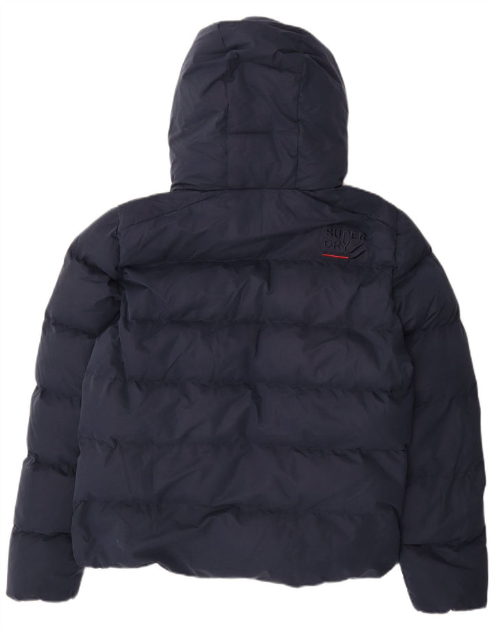 Superdry Mens Hooded Padded Jacket UK 38 Medium Navy Blue Polyester