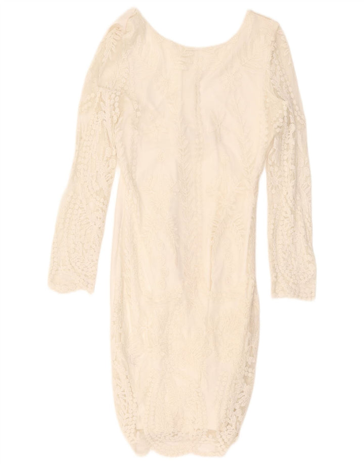 Zara Womens Trafaluc Lace Bodycon Dress UK 12 Medium White Polyester