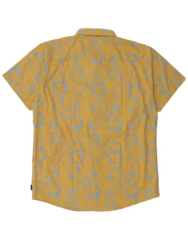 Brixton Mens Abstract Pattern Short Sleeve Shirt XL Yellow Cotton